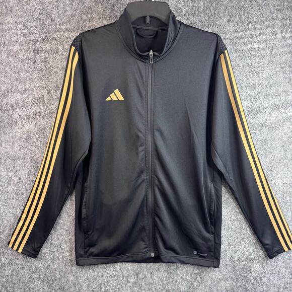 Adidas Men's Track Jacket Large Athletic Full Zip Black - Picture 2 of 10